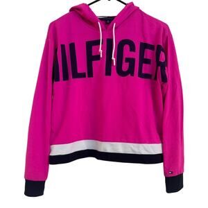 Tommy Hilfiger Women’s Pink/Purple Pullover Hoodie Cropped Sweatshirt Size XS